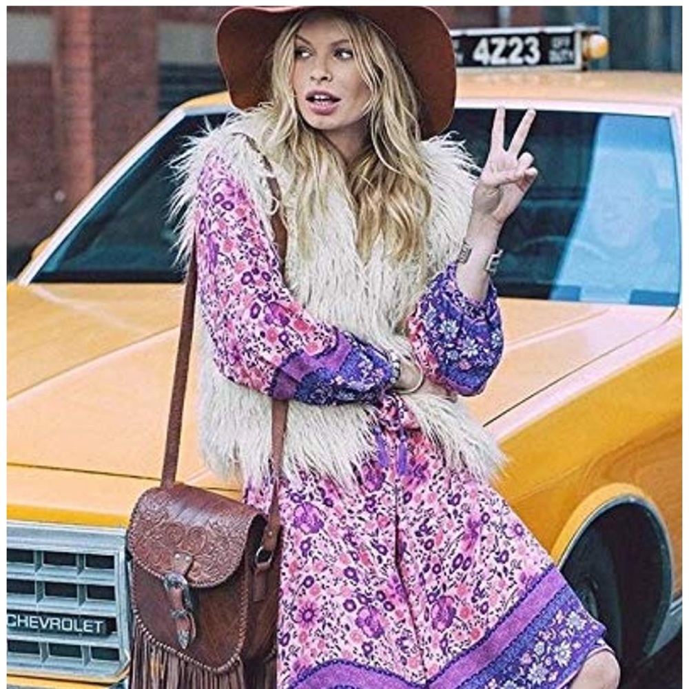 Long Sleeve Free People Style Bohemian Midi Dress